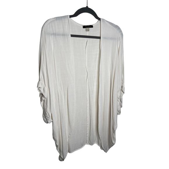 Final Touch White/ Cream Bat Wing Open Front Cardigan Size Large - Picture 5 of 7